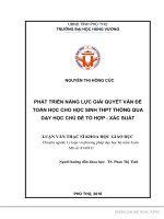 Phát triển năng lực giải quyết vấn đề toán học cho học sinh THPT thông qua dạy học chủ đề tổ hợp   xác suất 