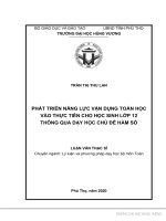 PHÁT TRIỂN NĂNG LỰC VẬN DỤNG TOÁN HỌC VÀO THỰC TIỄN CHO HỌC SINH LỚP 12  THÔNG QUA DẠY HỌC CHỦ ĐỀ HÀM SỐ