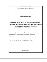 Dạy học phân hóa chủ đề phương trình – hệ phương trình lớp 9” trường phổ thông dân tộc nội trú tỉnh phú thọ 