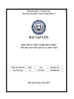 BÀI tập lớn học PHẦN CÔNG NGHỆ PHẦN mềm tên bài tập lớn QUẢN lý THƯ VIỆN 
