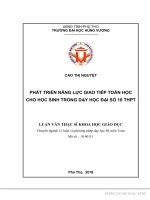 Phát triển năng lực giao tiếp toán học cho học sinh trong dạy học đại số 10 THPT 