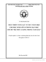 Phát triển năng lực tư duy toán học cho học sinh lớp 10 trong dạy học chủ đề “hệ thức lượng trong tam giác 