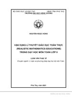 Vận dụng lí thuyết giáo dục toán thực (RME) trong dạy học môn toán lớp 8 
