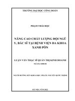 Nâng cao chất lượng đội ngũ y, bác sĩ tại bệnh viện đa khoa xanh pôn 