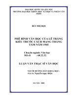 (LUẬN VĂN THẠC SĨ) Phê bình văn học của Lê Tràng Kiều trước Cách mạng tháng Tám 1945