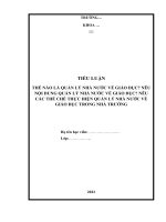 tiểu luận THẾ nào là QUẢN lý NHÀ nước về GIÁO dục nêu nội DUNG QUẢN lý NHÀ nước về GIÁO dục nêu các THỂ CHẾ THỰC HIỆN QUẢN lý NHÀ nước về GIÁO dục TRONG NHÀ TRƯỜNG