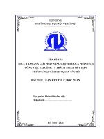 THỰC TRẠNG VÀ GIẢI PHÁP NÂNG CAO HIỆU QUẢ PHÂN TÍCH CÔNG VIỆC TẠI CÔNG TY TRÁCH NHIỆM HỮU HẠN THƢƠNG MẠI VÀ DICH VỤ SEN TÂY HỒ