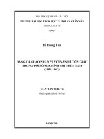 (LUẬN văn THẠC sĩ) đảng cần lao nhân vị với vấn đề tôn giáo trong đời sống chính trị miền nam (1955 1963)   