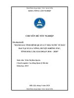 ĐÁNH GIÁ TÌNH HÌNH QUẢN LÝ NHÀ NƯỚC VỀ ĐẤT ĐAI TẠI XÃ EA YÔNG, HUYỆN KRÔNG PẮC,  TỈNH ĐẮK LẮK GIAI ĐOẠN 2016 – 2020