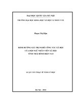 (LUẬN VĂN THẠC SĨ) Định hướng giá trị nghề công tác xã hội của đội ngũ nhân viên xã hội tỉnh Thái Bình hiện nay