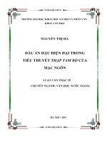 (LUẬN VĂN THẠC SĨ) Dấu ấn hậu hiện đại trong tiểu thuyết Thập tam bộ của Mạc Ngôn