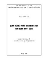 (LUẬN VĂN THẠC SĨ) Quan hệ Việt Nam - Liên bang Nga giai đoạn 2000 - 2011