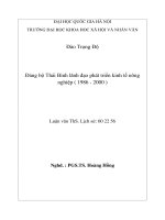 (LUẬN văn THẠC sĩ) đảng bộ thái bình lãnh đạo phát triển kinh tế nông nghiệp ( 1986   2000 ) 