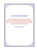 SKKN PHÁT TRIỂN PHẨM CHẤT, NĂNG lực học SINH THÔNG QUA bồi DƯỠNG học SINH GIỎI môn hóa học PHẦN AXIT tác DỤNG với DUNG DỊCH MUỐI CACBONAT BẰNG PHƯƠNG PHÁP bảo TOÀN ION 