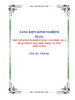 (SKKN mới NHẤT) một số KINH NGHIỆM NÂNG CAO HIỆU QUẢ HOẠT ĐỘNG dạy học TRỰC TUYẾN môn TOÁN 
