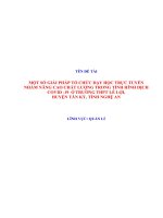 SKKN một số GIẢI PHÁP tổ CHỨC dạy học TRỰC TUYẾN NHẰM NÂNG CAO CHẤT LƯỢNG TRONG TÌNH HÌNH DỊCH COVID  19 ở TRƯỜNG THPT lê lợi, HUYỆN tân kỳ, TỈNH NGHỆ AN 