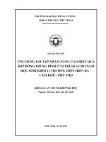Ứng dụng bài tập nhằm nâng cao hiệu quả đập bóng trung bình ở vị trí số 3 cho nam học sinh khối 11 trường THPT hiền đa   cẩm khê   phú thọ 
