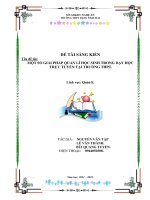 (SKKN mới NHẤT) một số GIẢI PHẤP QUẢN lí học SINH TRONG dạy học TRỰC TUYẾN tại TRƢỜNG THPT  