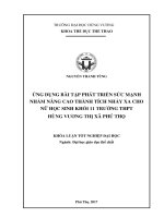 Ứng dụng bài tập phát triển sức mạnh nhằm nâng cao thành tích nhảy xa cho nữ học sinh khối 11 trường THPT hùng vương thị xã phú thọ 