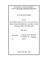 (SKKN mới NHẤT) PHÁT TRIỂN NĂNG lực tư DUY và lập LUẬN TOÁN học CHO học SINH THÔNG QUA dạy học cực TRỊ HÌNH học KHÔNG GIAN TỔNG hợp 
