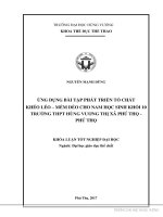 Ứng dụng bài tập phát triển tố chất khéo léo mềm dẻo cho nam học sinh khối 10 trường THPT hùng vương thị xã phú thọ phú thọ 