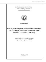 Ứng dụng bài tập nhằm phát triển thể lực cho nam học sinh khối 11 trường THPT hiền đa – cẩm khê – phú thọ 