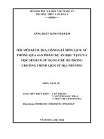 ĐỔI MỚI KIỂM TRA, ĐÁNH GIÁ MÔN LỊCH SỬ THÔNG QUA SẢN PHẨM DỰ án HỌC TẬP CỦA HỌC SINH CÓ SỬ DỤNG CHỦ đề TRONG CHƯƠNG TRÌNH LỊCH SỬ địa PHƯƠNG 