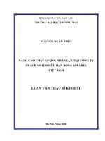 Luận văn Thạc sĩ Nâng cao chất lượng nhân lực tại Công ty TNHH Bon Apparel Việt Nam