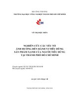 Nghiên cứu các yếu tố ảnh hưởng đến hành vi tiêu dùng tại TP hồ chí minh