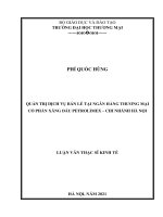 Luận văn Thạc sĩ Quản trị dịch vụ bán lẻ tại Ngân hàng Thương mại Cổ phần Xăng dầu Petrolimex – Chi nhánh Hà Nội