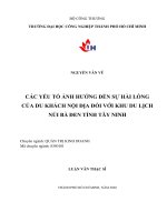 Các yếu tố ảnh hưởng đến sự hài lòng của du khách nội địa đối với khu du lịch núi bà đen tỉnh tây ninh