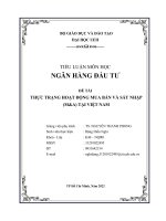 TIỂU LUẬN MÔN HỌC NGÂN HÀNG ĐẦU TƯ ĐỀ TÀI THỰC TRẠNG HOẠT ĐỘNG MUA BÁN VÀ SÁT NHẬP (M&A) TẠI VIỆT NAM