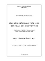 (LUẬN VĂN THẠC SĨ) Bình đẳng giới trong pháp luật hôn nhân - gia đình Việt Nam Luận văn ThS. Pháp luật và quyền con người