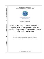 Các nguyên tắc đảm bảo phát triển bền vững trong đầu tư quốc tế   định hướng hoàn thiện pháp luật việt nam 