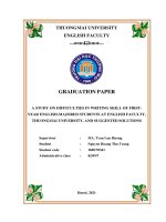 A STUDY ON DIFFICULTIES IN WRITING SKILL OF FIRST YEAR ENGLISH MAJORED STUDENTS AT ENGLISH FACULTY, THUONGMAI UNIVERSITY, AND SUGGESTED SOLUTIONS