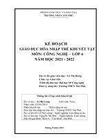 Kế hoạch giáo dục hòa nhập học sinh khuyết tật môn Công nghệ lớp 6 (2021-2022)