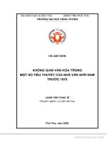 Không gian văn hóa trong một số tiểu thuyết của nhà văn sơn nam trước 1975 