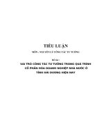 Tiểu luận cao họcvai trò của công tác tư tưởng trong cổ phần hóa doanh nghiệp nhà nước ở tỉnh hải dương