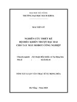 Tóm tắt luận văn Thạc sĩ Tự động hóa: Nghiên cứu thiết kế bộ điều khiển trượt bậc hai cho tay máy robot công nghiệp