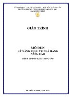 Giáo trình Kỹ năng phục vụ nhà hàng nâng cao (Trình độ: Trung cấp) - Trường Trung cấp Du lịch và Khách sạn