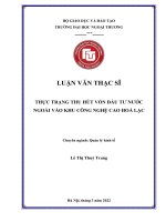 Thực trạng thu hút vốn  đầu tư nước ngoài vào khu công nghệ cao Hoà Lạc.