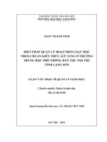 (LUẬN VĂN THẠC SĨ) Biện pháp quản lý hoạt động dạy học theo chuẩn kiến thức, kỹ năng ở trường Trung học Phổ thông Dân tộc Nội trú tỉnh Lạng Sơn