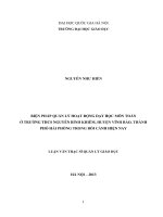 (LUẬN văn THẠC sĩ) biện pháp quản lý hoạt động dạy học môn toán của trường THCS nguyễn bỉnh khiêm, huyện vĩnh bảo, thành phố hải phòng bối cảnh hiện nay   