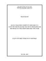 (LUẬN văn THẠC sĩ) quản lý hoạt động nghiên cứu khoa học của giảng viên trường đại học nha trang trong bối cảnh đổi mới quản lý hoạt động khoa học công nghệ 