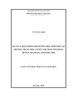 (LUẬN văn THẠC sĩ) quản lý hoạt động bồi dưỡng học sinh giỏi tại trường THCS 2 thị trấn thanh ba, huyện thanh ba, tỉnh phú thọ 