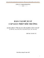 BÁO CÁO ĐỀ XUẤT CẤP GIẤY PHÉP MÔI TRƢỜNG  của dự án đầu tƣ “Nhà máy sản xuất sản phẩm cơ khí và bao bì”