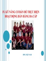 KỸ NĂNG CƠ BẢN ĐỂ THỰC HIỆN HOẠT ĐỘNG BÁN HÀNG ĐA CẤP