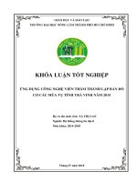 ỨNG DỤNG CÔNG NGHỆ VIỄN THÁM THÀNH LẬP BẢN ĐỒ  CƠ CẤU MÙA VỤ TỈNH TRÀ VINH NĂM 2015