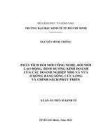 (LUẬN án TIẾN sĩ) phân tích đổi mới công nghệ, đổi mới lao động, định hướng kinh doanh của các doanh nghiệp nhỏ và vừa ở đồng bằng sông cửu long và chính sách phát triển 