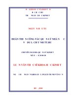 HOÀN THIỆN CÔNG TÁC QUẢN LÝ NHÀ NƯỚC VỀ DU LỊCH TỈNH TT.HUẾ . LUẬN VĂN THẠC SĨ KHOA HỌC KINH TẾ